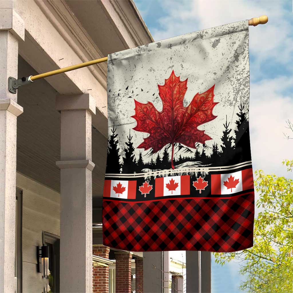 Canada Flag Garden Flag Maple Leaf & Plaid Pattern Design