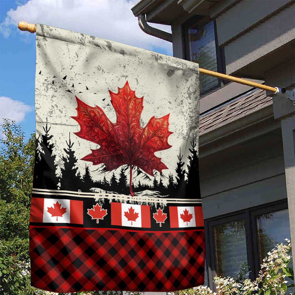 Canada Flag Garden Flag Maple Leaf & Plaid Pattern Design
