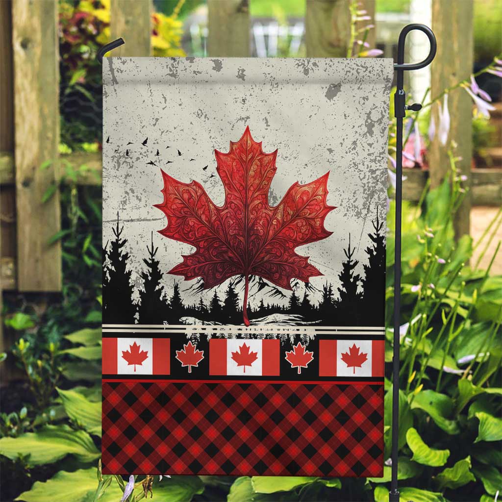 Canada Flag Garden Flag Maple Leaf & Plaid Pattern Design