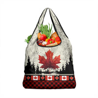 Canada Flag Grocery Bag Maple Leaf & Plaid Pattern Design