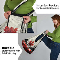 Canada Flag Grocery Bag Maple Leaf & Plaid Pattern Design