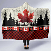 Canada Flag Hooded Blanket Maple Leaf & Plaid Pattern Design