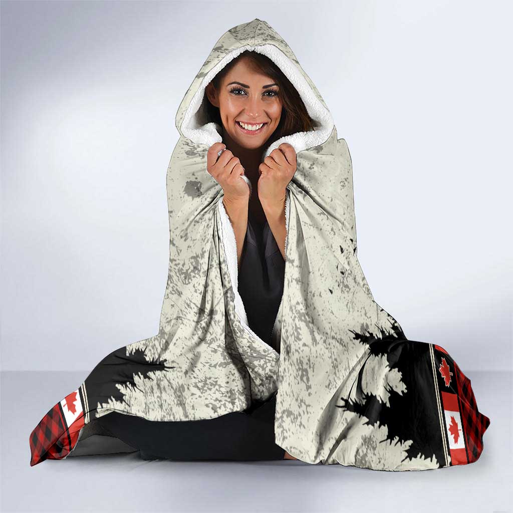 Canada Flag Hooded Blanket Maple Leaf & Plaid Pattern Design