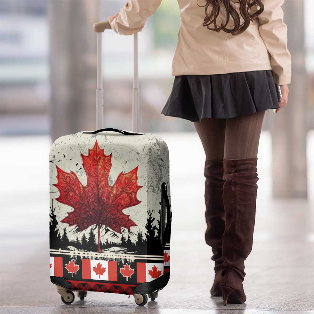 Canada Flag Luggage Cover Maple Leaf & Plaid Pattern Design