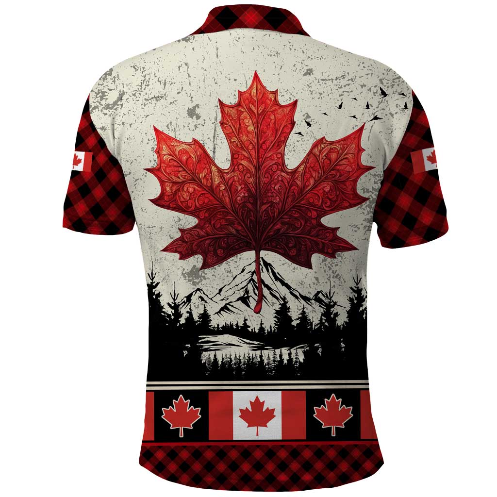 Canada Flag Polo Shirt Maple Leaf & Plaid Pattern Design