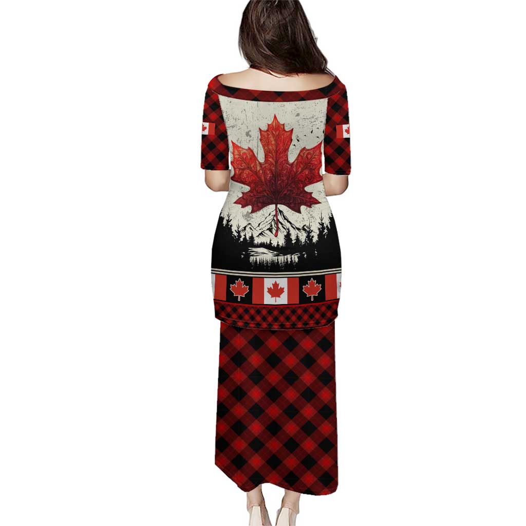 Canada Flag Puletasi Maple Leaf & Plaid Pattern Design