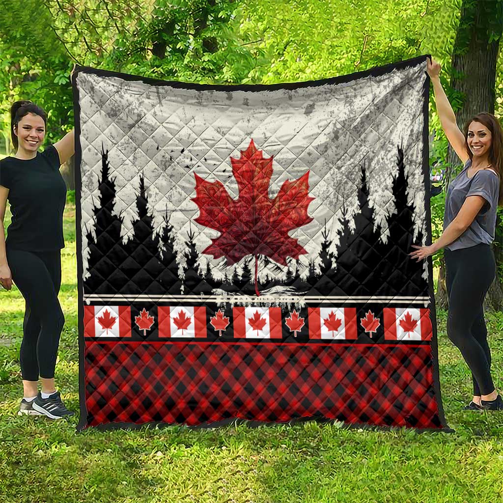 Canada Flag Quilt Maple Leaf & Plaid Pattern Design