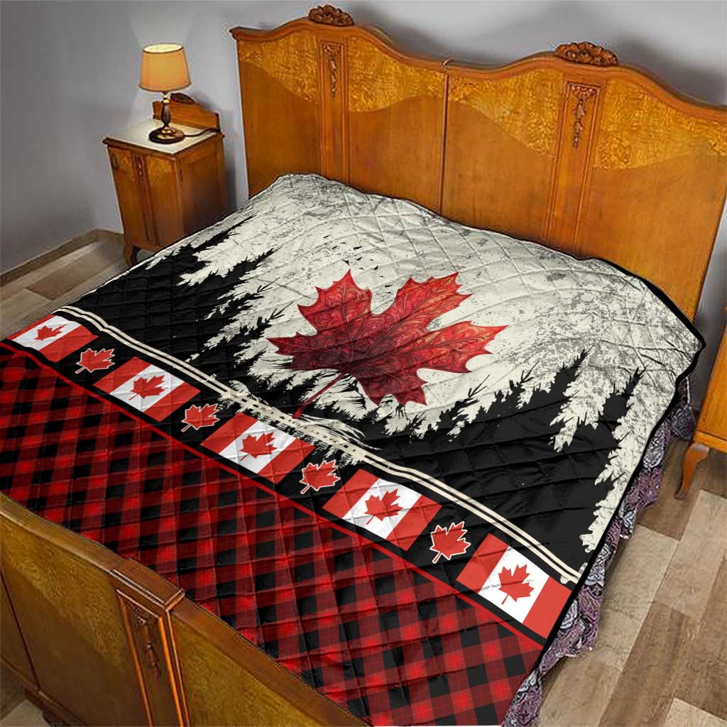 Canada Flag Quilt Maple Leaf & Plaid Pattern Design