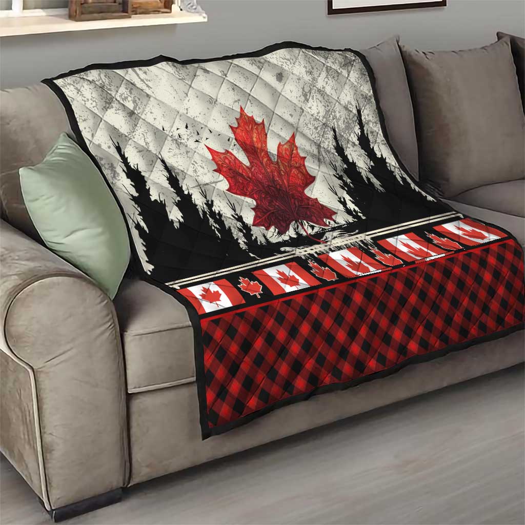 Canada Flag Quilt Maple Leaf & Plaid Pattern Design