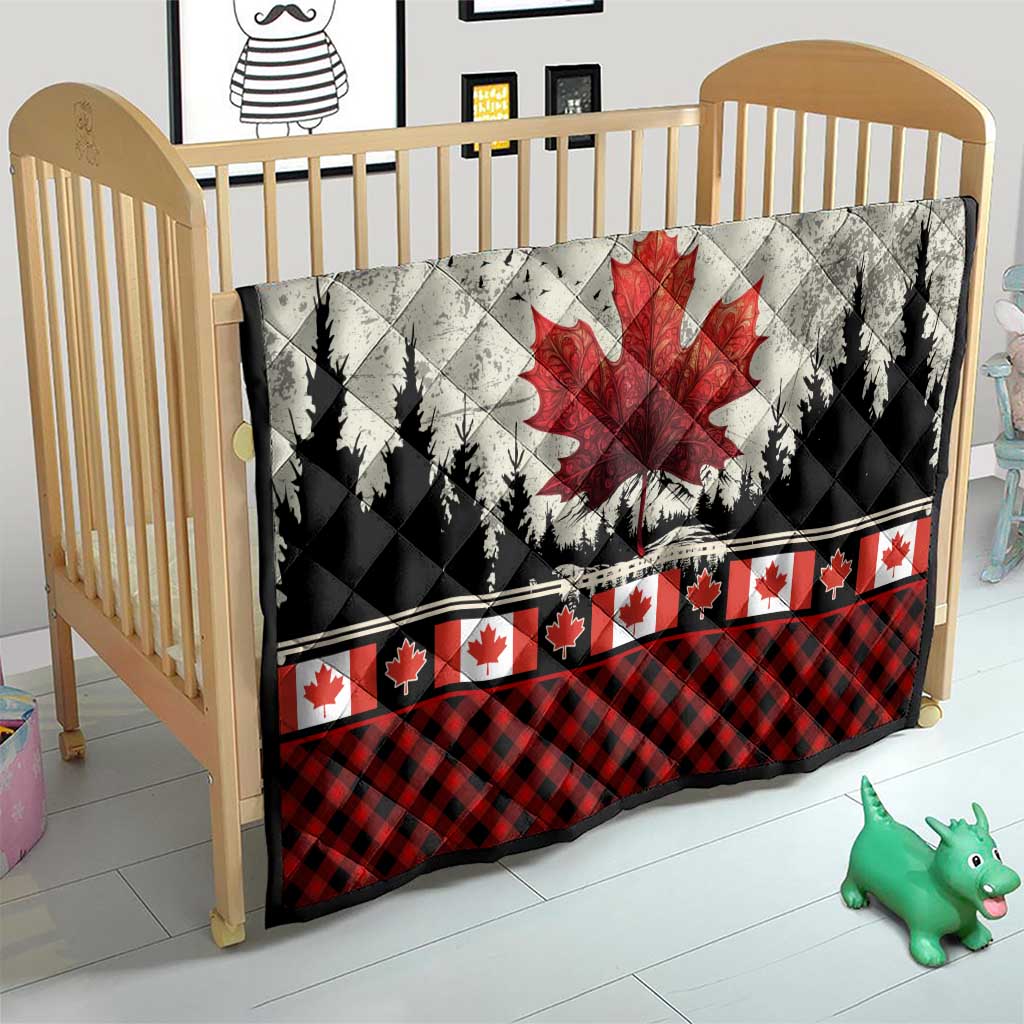 Canada Flag Quilt Maple Leaf & Plaid Pattern Design