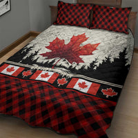 Canada Flag Quilt Bed Set Maple Leaf & Plaid Pattern Design