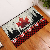 Canada Flag Rubber Doormat Maple Leaf & Plaid Pattern Design