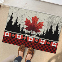 Canada Flag Rubber Doormat Maple Leaf & Plaid Pattern Design
