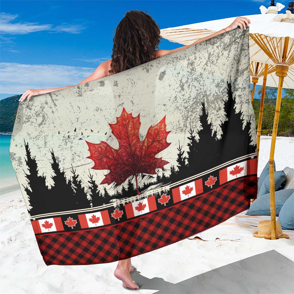 Canada Flag Sarong Maple Leaf & Plaid Pattern Design