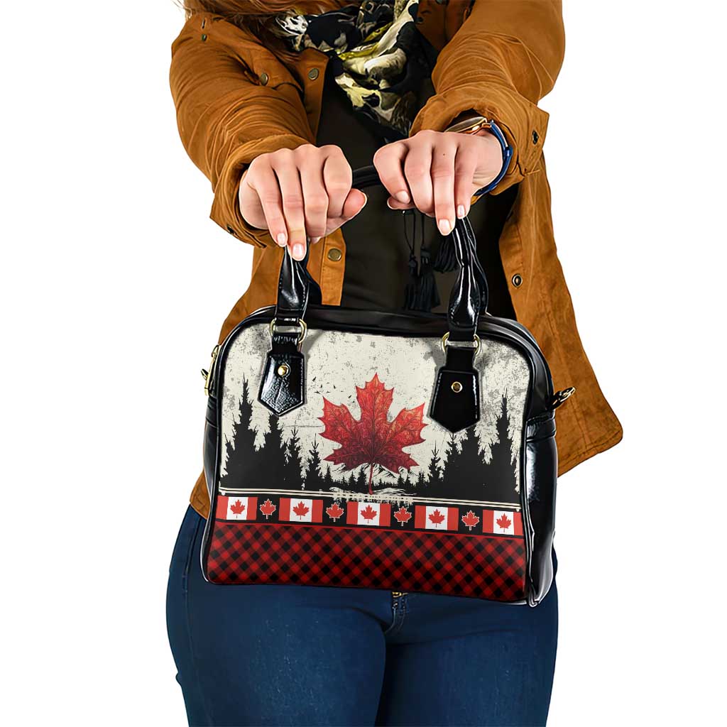 Canada Flag Shoulder Handbag Maple Leaf & Plaid Pattern Design