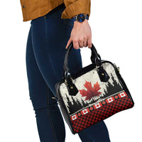 Canada Flag Shoulder Handbag Maple Leaf & Plaid Pattern Design