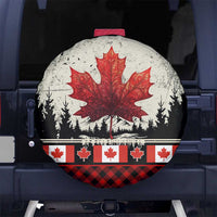 Canada Flag Spare Tire Cover Maple Leaf & Plaid Pattern Design
