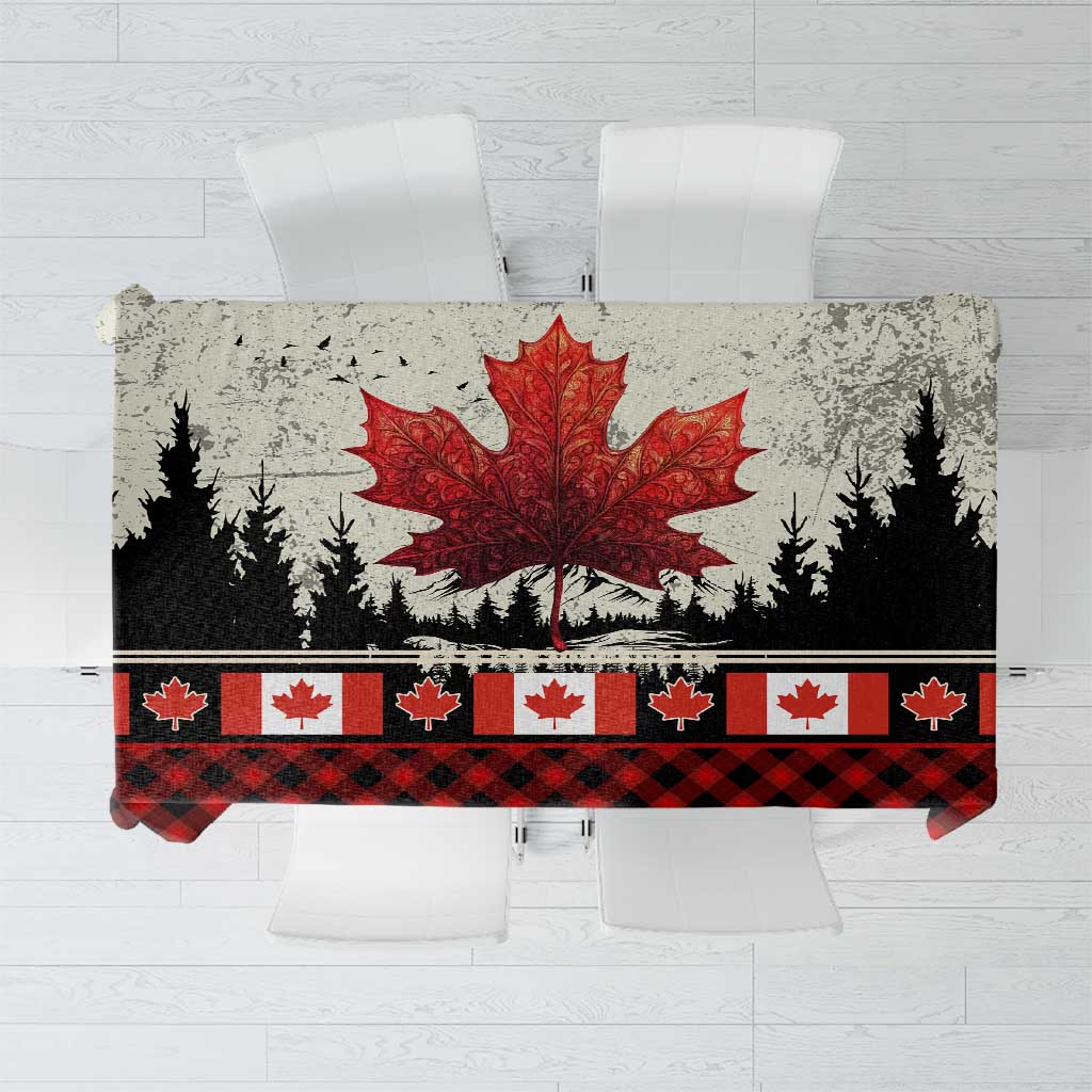 Canada Flag Tablecloth Maple Leaf & Plaid Pattern Design