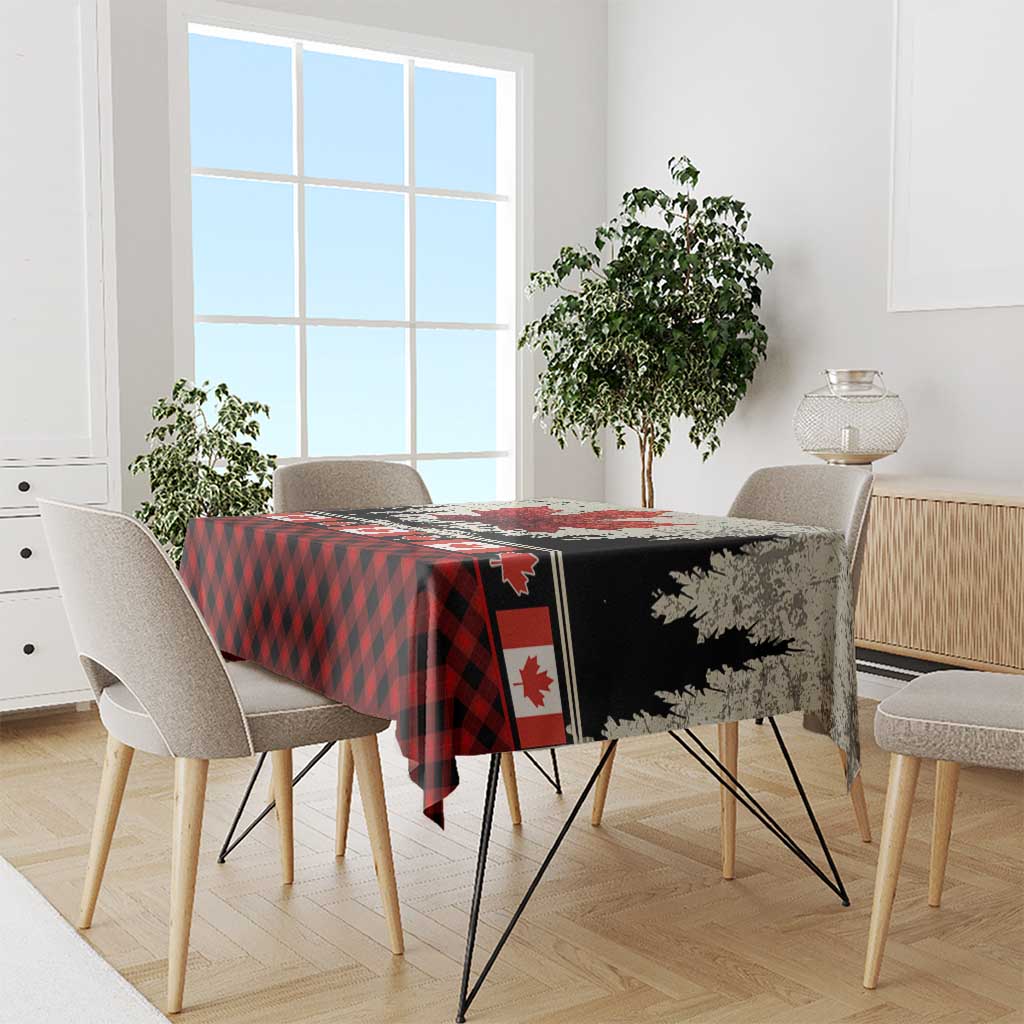 Canada Flag Tablecloth Maple Leaf & Plaid Pattern Design