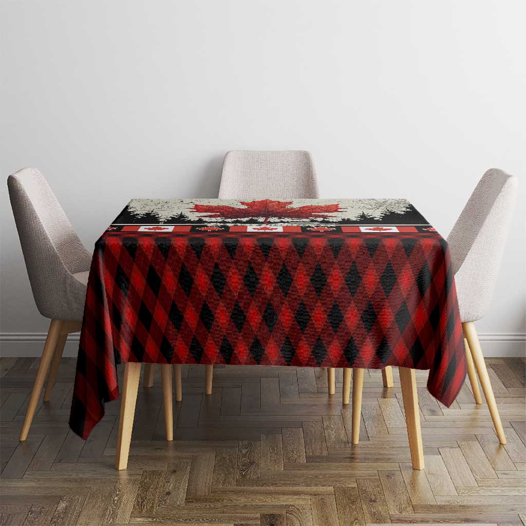 Canada Flag Tablecloth Maple Leaf & Plaid Pattern Design