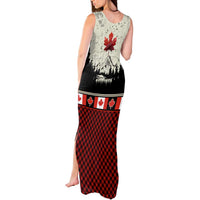 Canada Flag Tank Maxi Dress Maple Leaf & Plaid Pattern Design