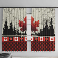 Canada Flag Window Curtain Maple Leaf & Plaid Pattern Design