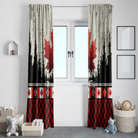 Canada Flag Window Curtain Maple Leaf & Plaid Pattern Design