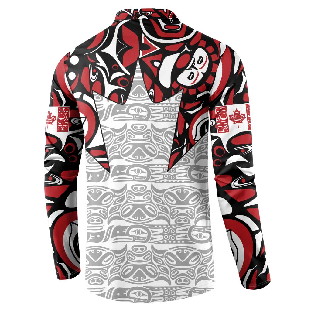 Canada Button Sweatshirt Haida Art-Inspired Pattern Design