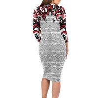 Canada Family Matching Long Sleeve Bodycon Dress and Hawaiian Shirt Haida Art-Inspired Pattern Design