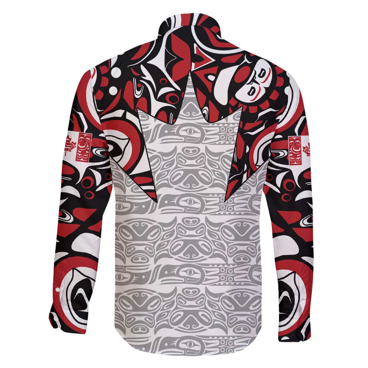 Canada Family Matching Off The Shoulder Long Sleeve Dress and Hawaiian Shirt Haida Art-Inspired Pattern Design
