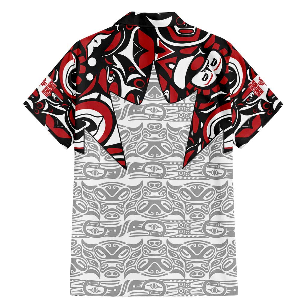 Canada Family Matching Off Shoulder Short Dress and Hawaiian Shirt Haida Art-Inspired Pattern Design