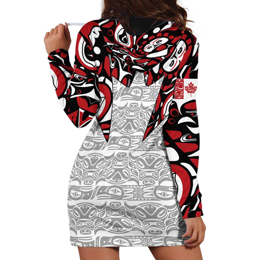 Canada Hoodie Dress Haida Art-Inspired Pattern Design