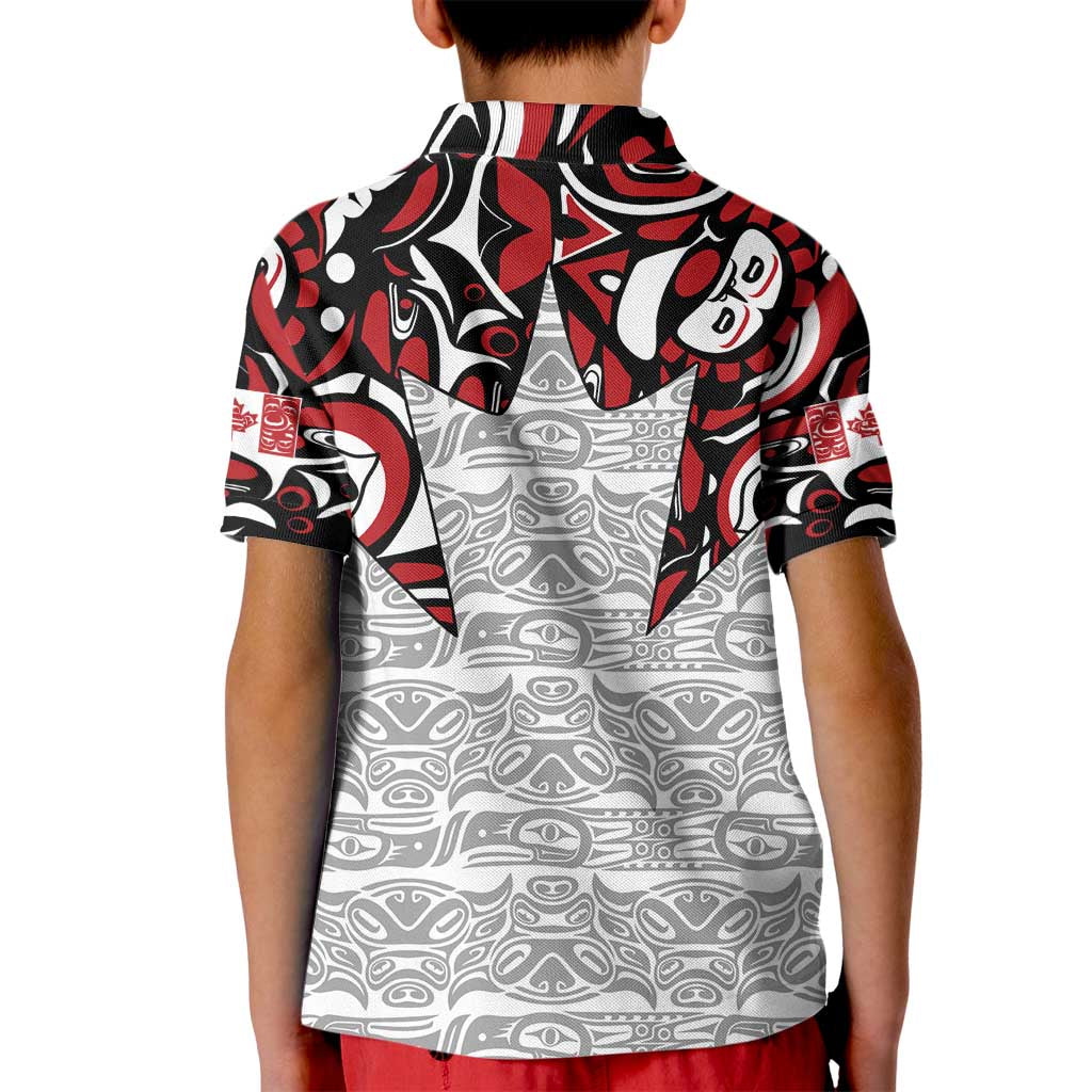 Canada Kid Polo Shirt Haida Art-Inspired Pattern Design
