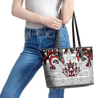 Canada Leather Tote Bag Haida Art-Inspired Pattern Design
