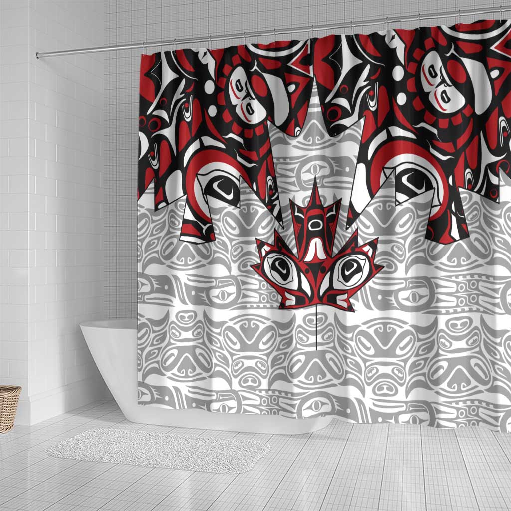 Canada Shower Curtain Haida Art-Inspired Pattern Design