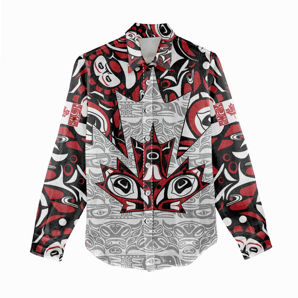 Canada Women Casual Shirt Haida Art-Inspired Pattern Design