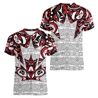 Canada Women V-Neck T-Shirt Haida Art-Inspired Pattern Design