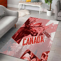 Canada Flag Area Rug Caribou Design with National Symbol