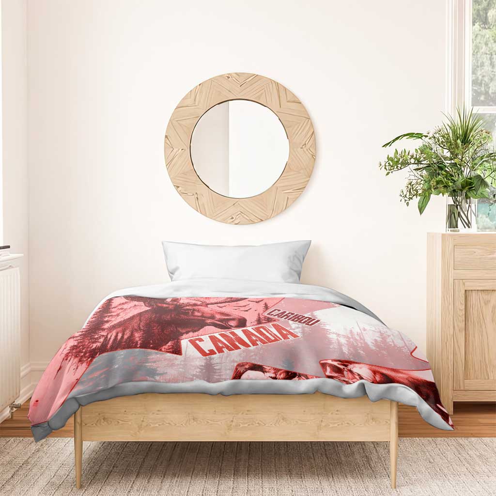 Canada Flag Bedding Set Caribou Design with National Symbol