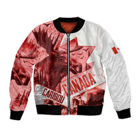 Canada Flag Bomber Jacket Caribou Design with National Symbol