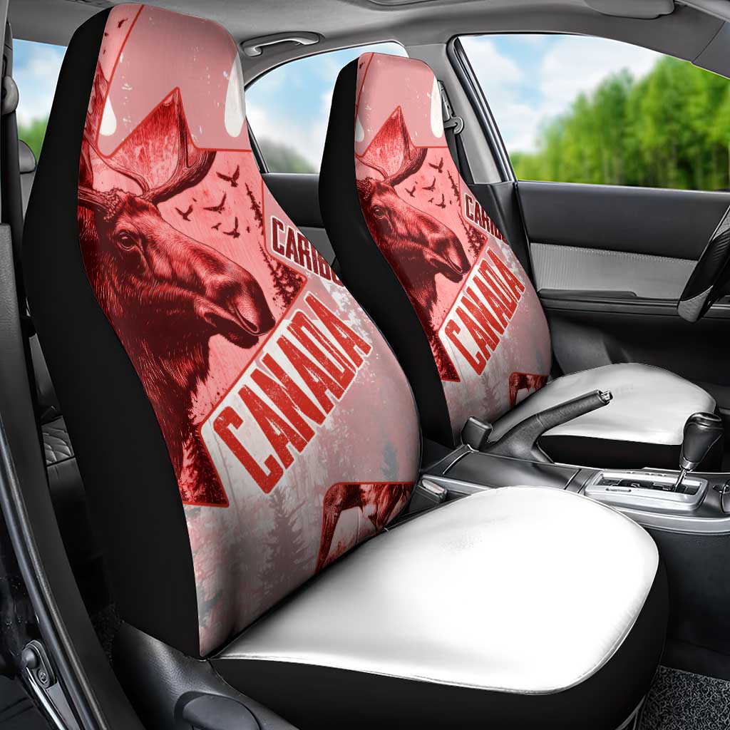 Canada Flag Car Seat Cover Caribou Design with National Symbol