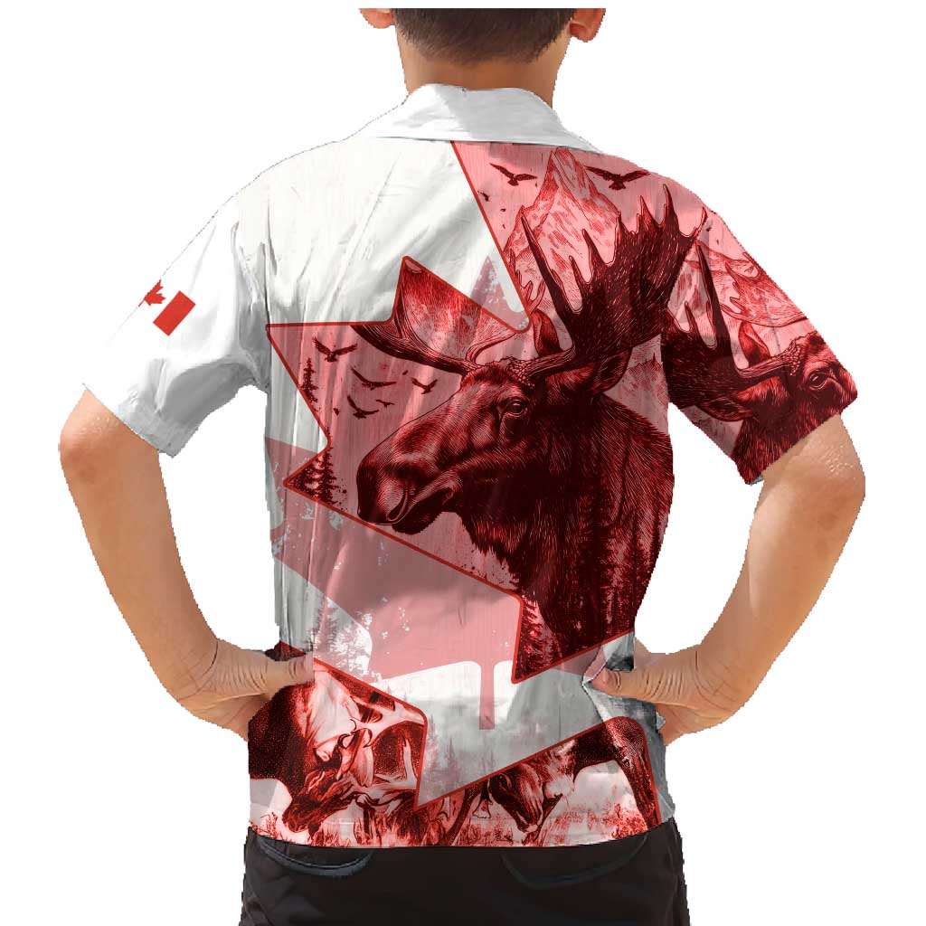 Canada Flag Family Matching Mermaid Dress and Hawaiian Shirt Caribou Design with National Symbol