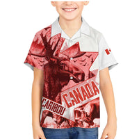 Canada Flag Family Matching Mermaid Dress and Hawaiian Shirt Caribou Design with National Symbol