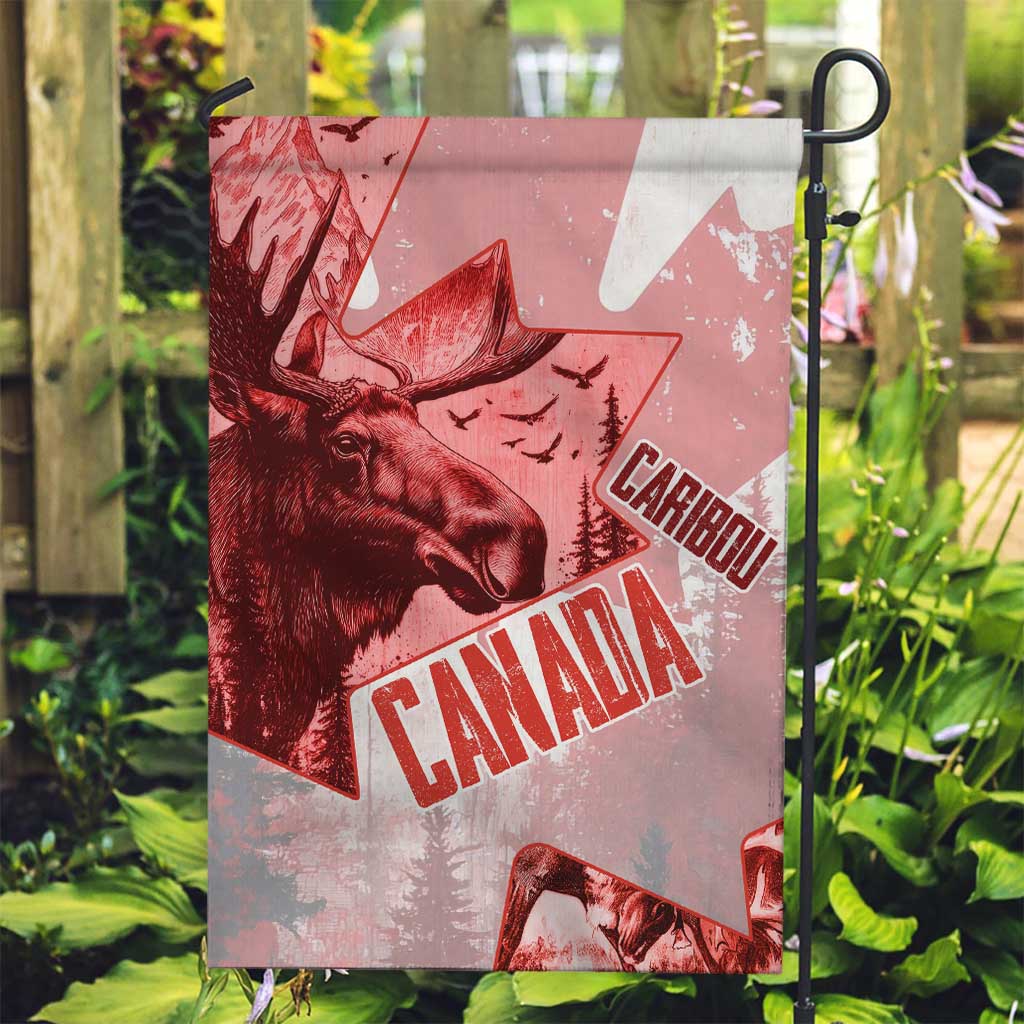 Canada Flag Garden Flag Caribou Design with National Symbol