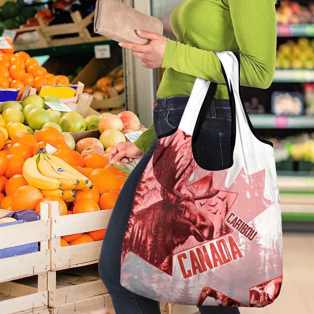 Canada Flag Grocery Bag Caribou Design with National Symbol