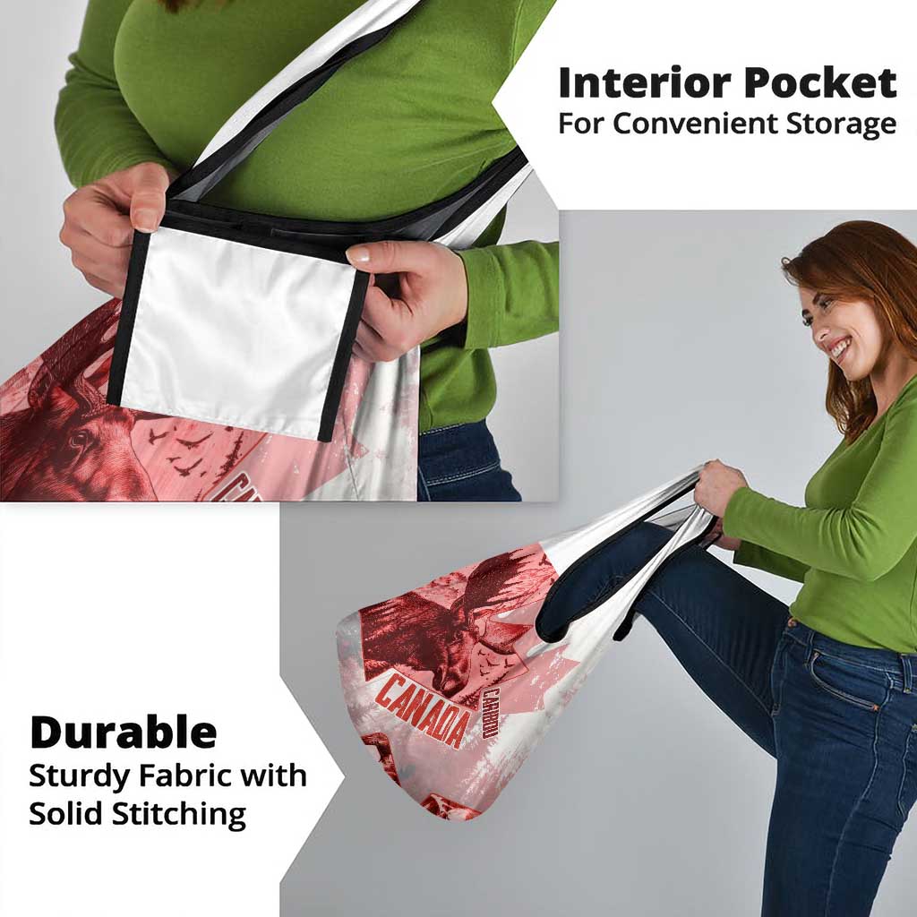 Canada Flag Grocery Bag Caribou Design with National Symbol