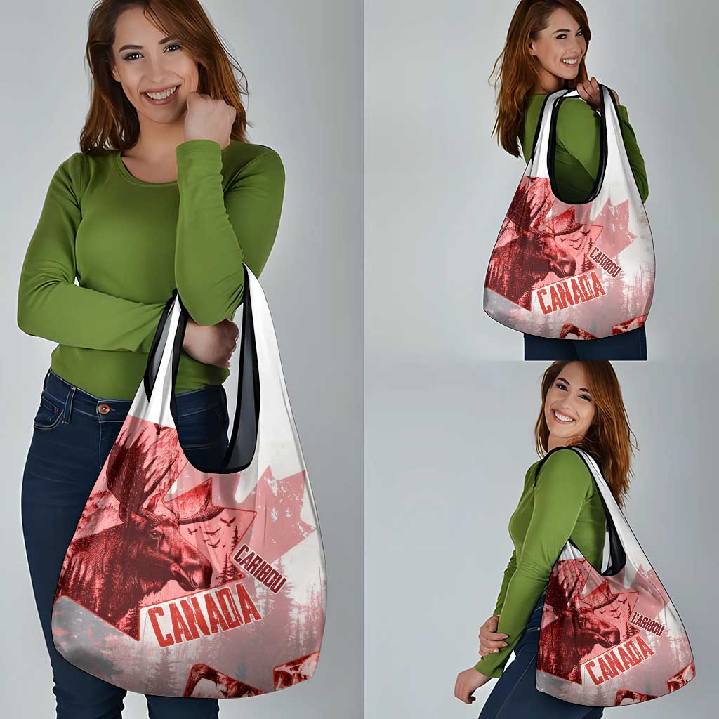 Canada Flag Grocery Bag Caribou Design with National Symbol