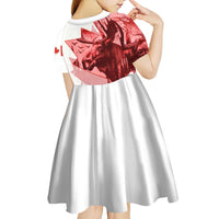Canada Flag Kid Short Sleeve Dress Caribou Design with National Symbol