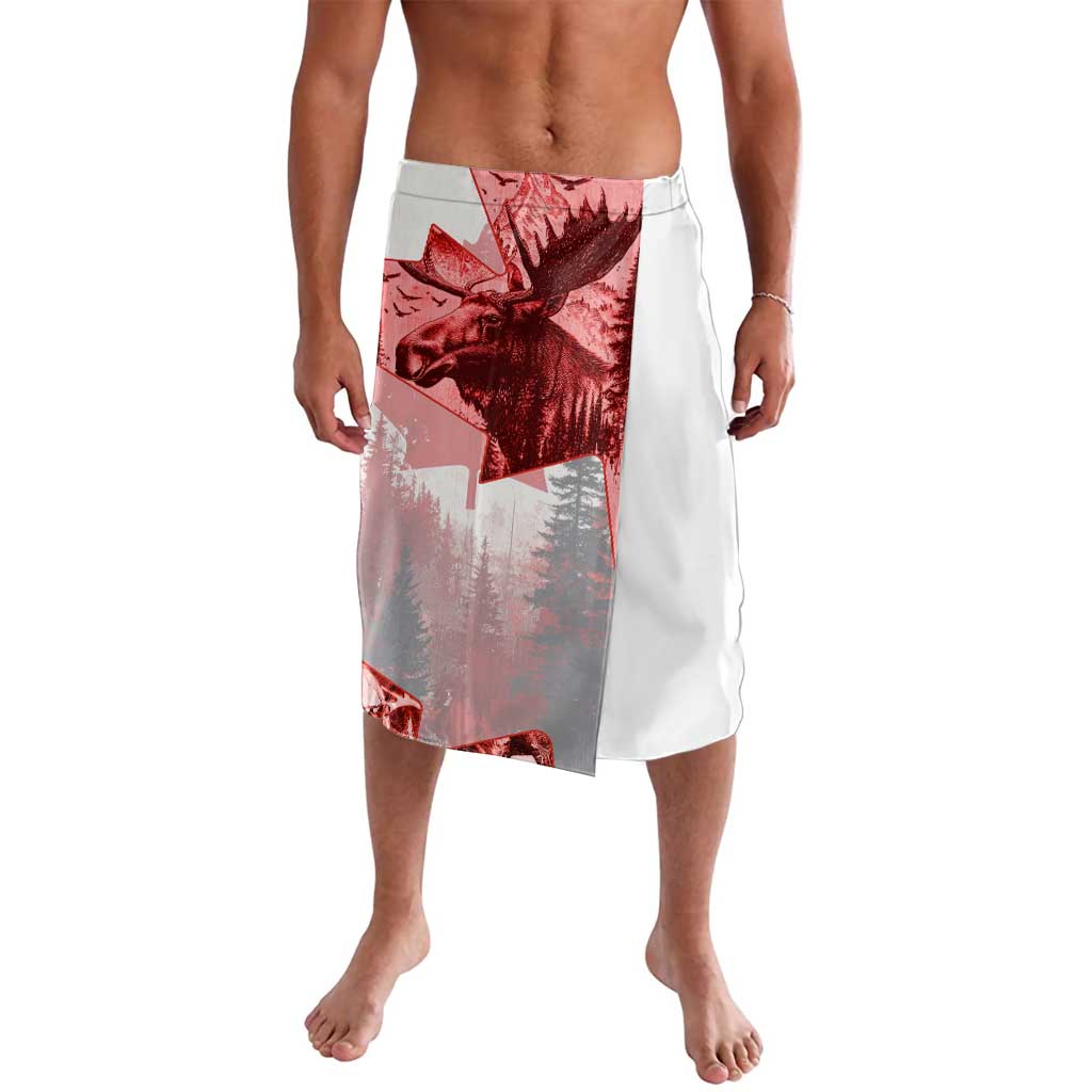 Canada Flag Lavalava Caribou Design with National Symbol