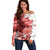 Canada Flag Off Shoulder Sweater Caribou Design with National Symbol
